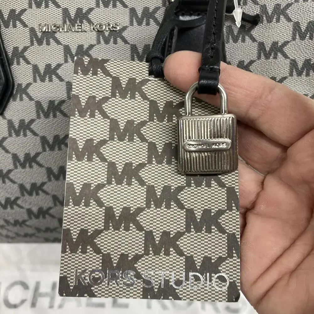 Michael Kors Mercer Signature Medium Duffle Bag/purse W Wallet in Black/Grey NWT